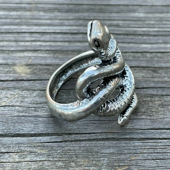 Snake Ring Silver Tone Fashion Rings Jewelry Unisex Rings Size 7 - Picture 2 of 9